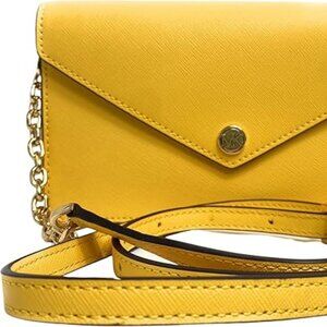 Michael Kors Jet Set Travel Small Leather Pocket Envelope Crossbody in Daffodil
